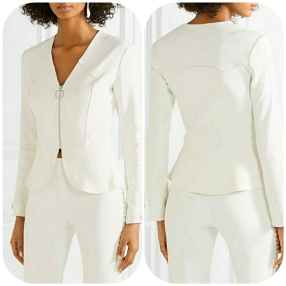 Jonathan Simkhai Lace-up Crepe Peplum Jacket - Picture 5 of 8